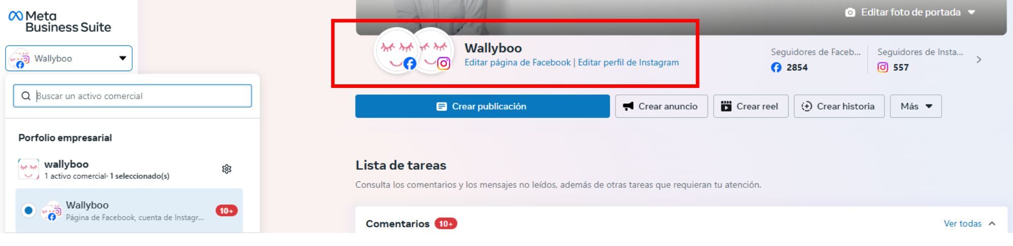 Cuentas en Meta Business Suite