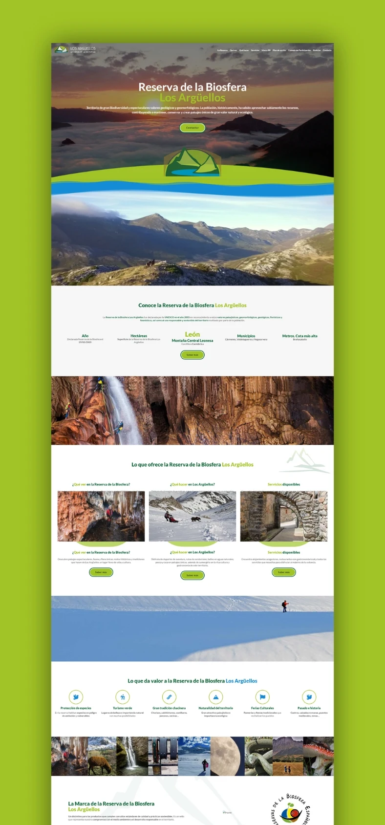 Reserva de la Biosfera Los Argüellos · Diseño web