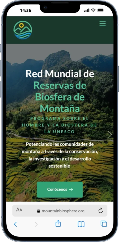 Mockup web Red Mundial de Reservas de la Biosfera de Montaña Mockup web Red Mundial de Reservas de la Biosfera de Montaña